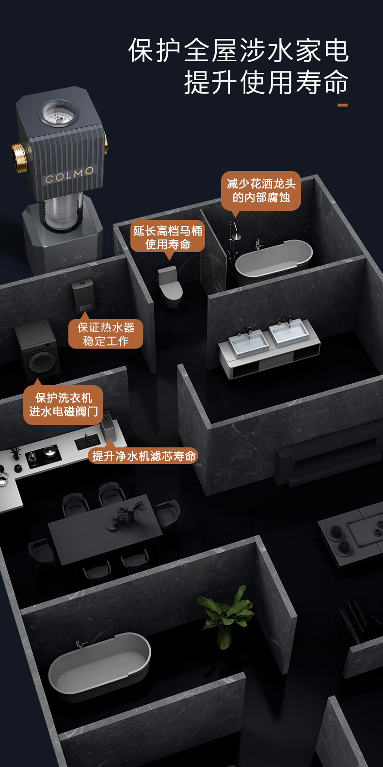 COLMO 管道式凈水機(jī) 月巖灰 CWQZ-A25S