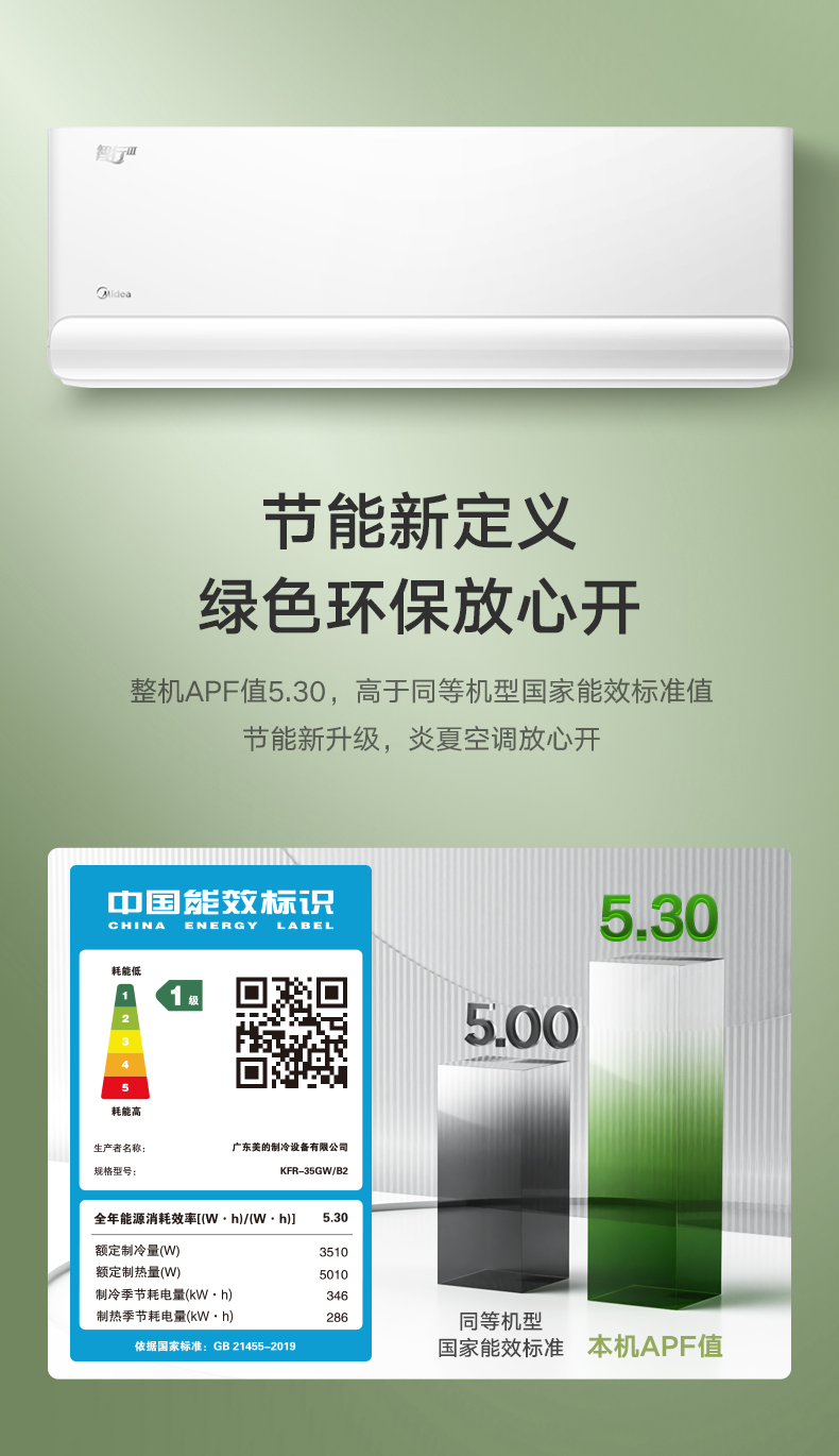 美的 智能掛機(jī) 極地白 KFR-35GW/B2